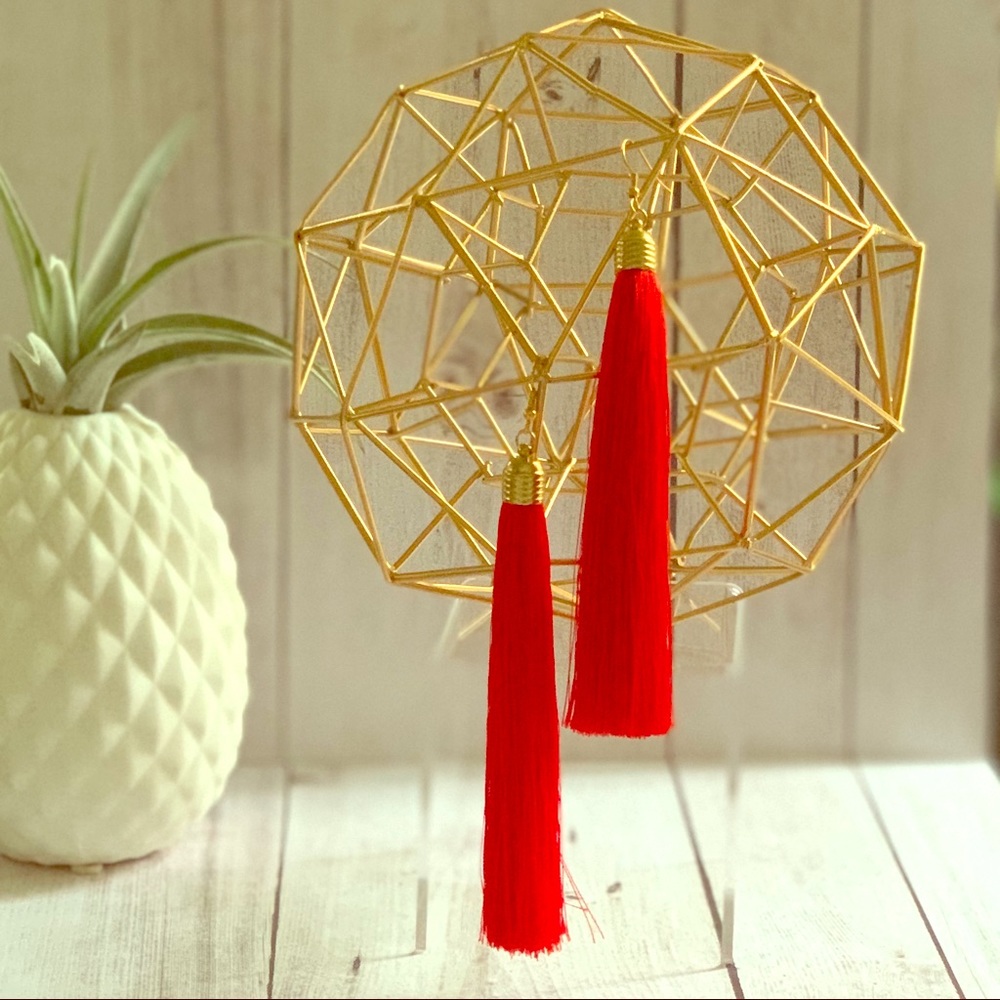 Red Tassel Drop Earrings